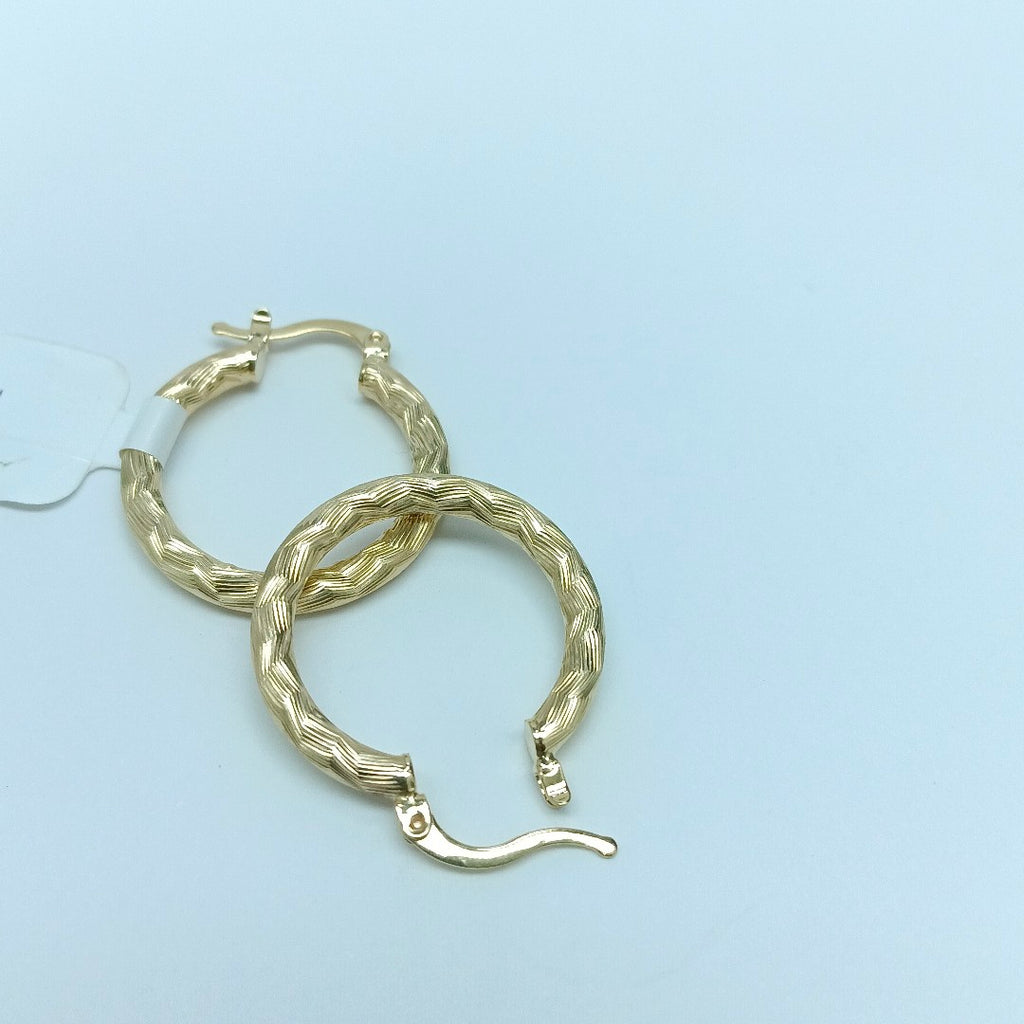 ARETES TEJIDO ARRACADA LABRADA 14K 2.7 GR (NUEVO)