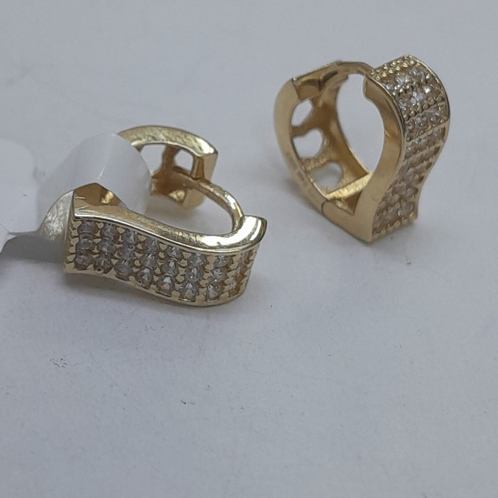 ARETES ARRACADAS CORAZON C CIRCONIAS 14K 2.2 GR (NUEVO)