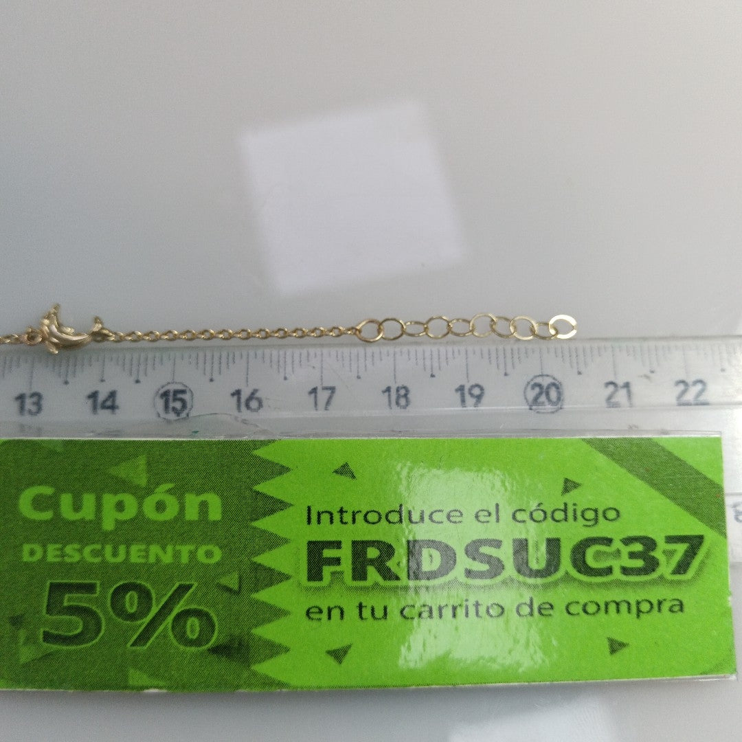 PULSERA ESPECIAL CON DIJES DELFINES 10K 18 CM 2 GR (NUEVO)