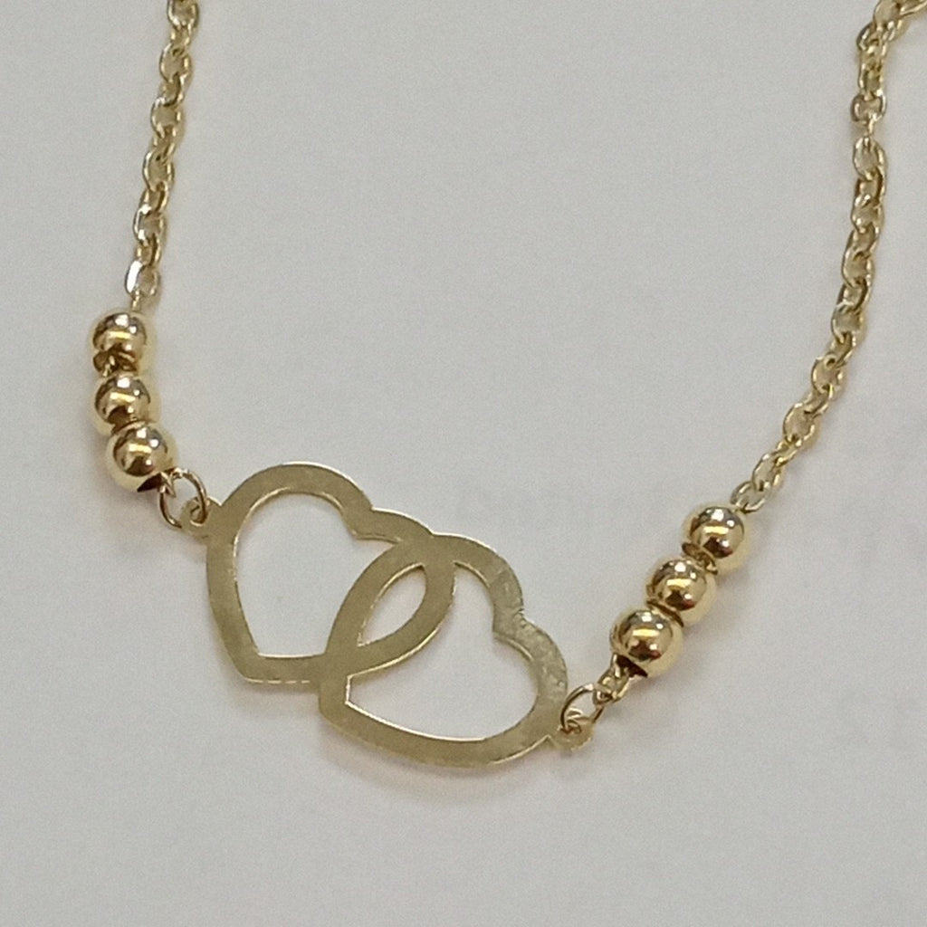 PULSERA TEJIDO ESPECIAL C CORAZONES 14K 18 CM 1.7 GR (NUEVO)