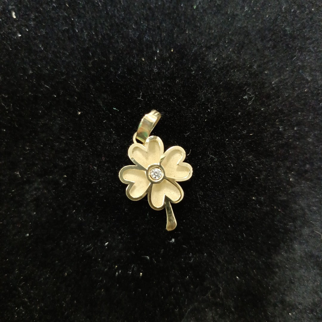 DIJE FIG TREBOL C CIRCONIA 14K 0.8 GR (NUEVO)