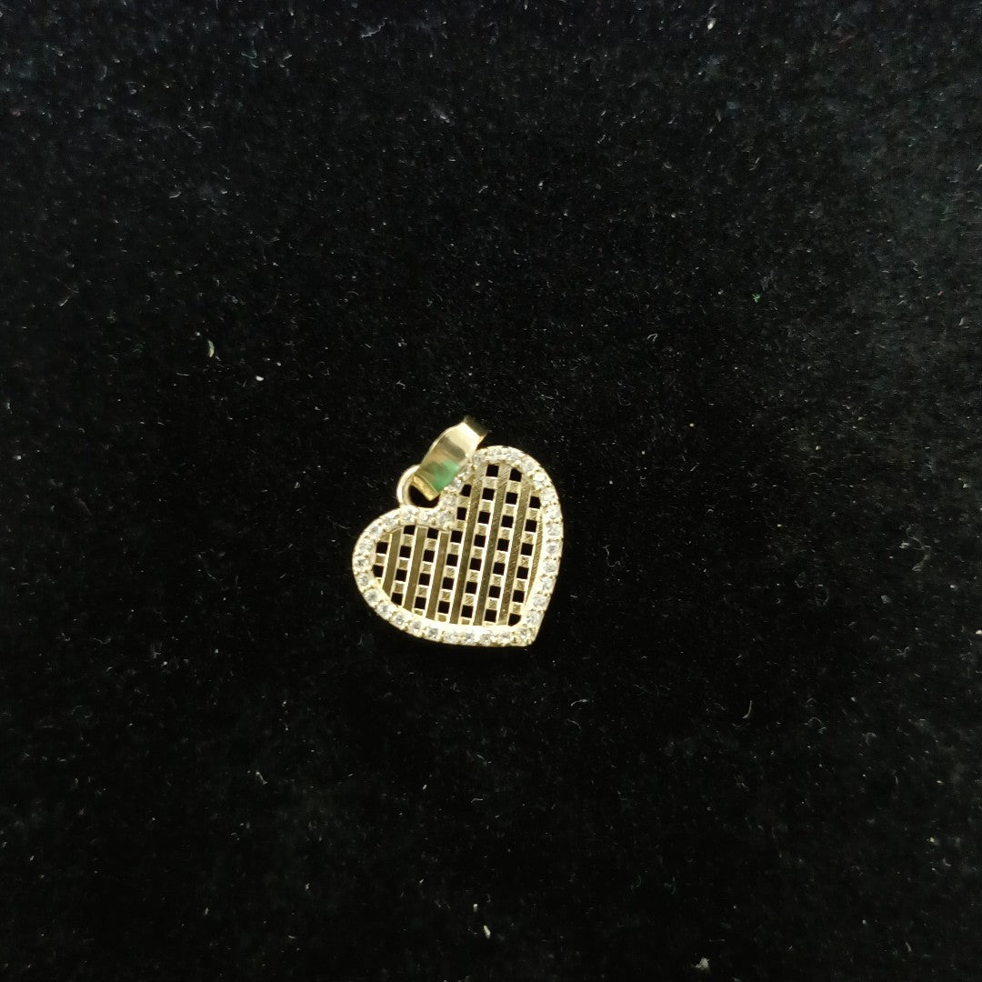 DIJE TEJIDO CORAZON CON CERCO DE CIRCONIAS 14K 1.2 GR (NUEVO)