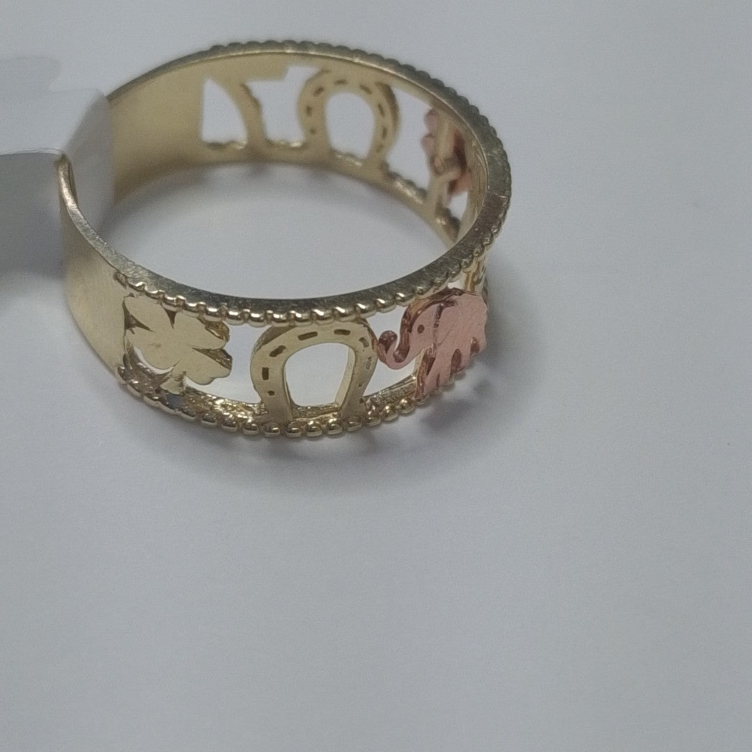ANILLOS ARGOLLA DE LA SUERTE 10K TALLA 9 3.1 GR (NUEVO)