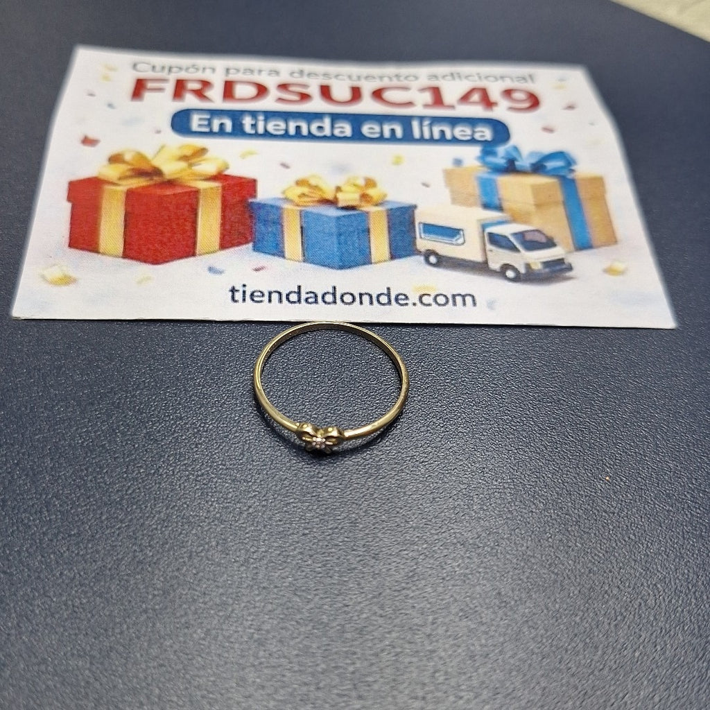 ANILLO ANILLITO FIG MOÑO C CIRCONIAS 14K 9 TALLA 1 GR (NUEVO)