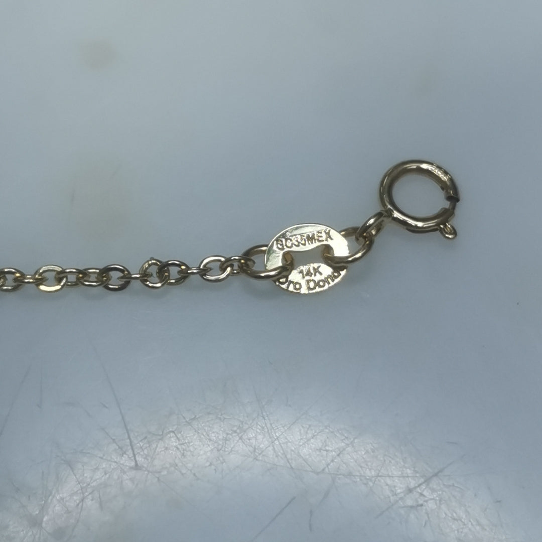PULSERA ESPECIAL CON CORAZONES CONBINADOS 14K 18 CM 1.7 GR (NUEVO)
