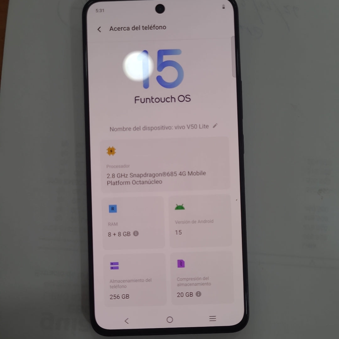 CELULAR VIVO V50 LITE V2441 (2025) 256 GB 8 GB RAM (SEMINUEVO)