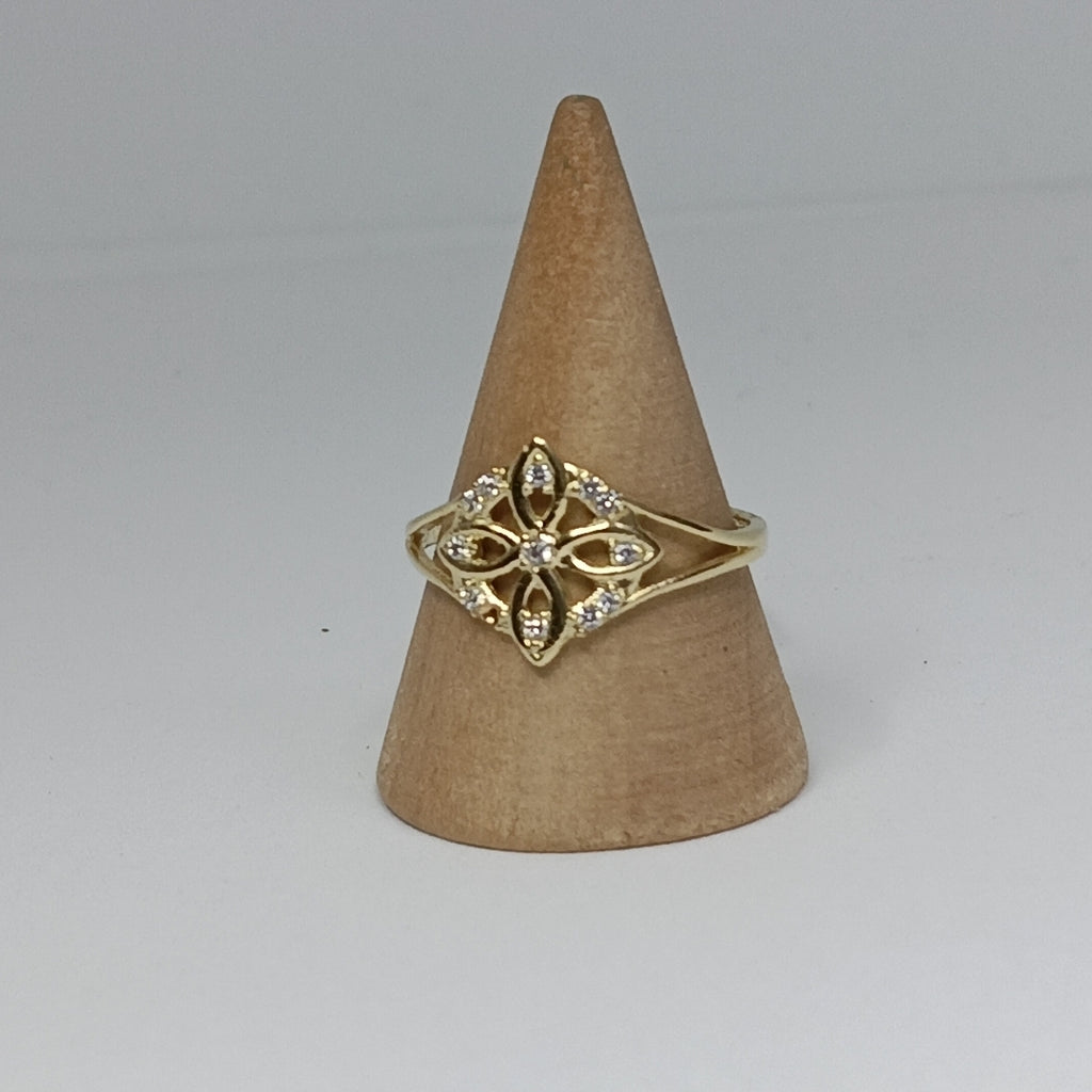 ANILLOS ANILLITO FIG NUDO DE BRUJA CON CIRCONIAS 10K TALLA 8 1.8 GR (NUEVO)