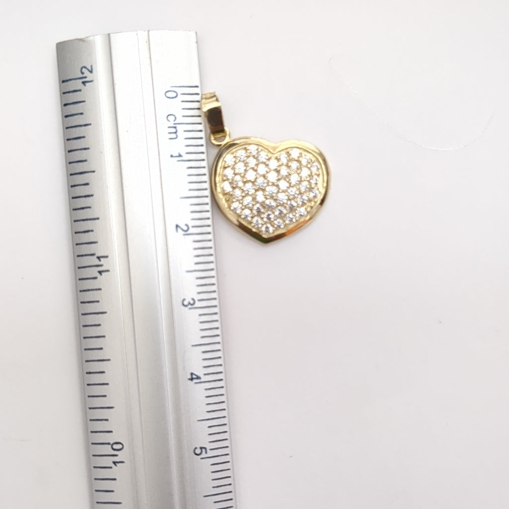 DIJE TEJIDO CORAZON CON CIRCONIAS 14K 1.8 GR (NUEVO)