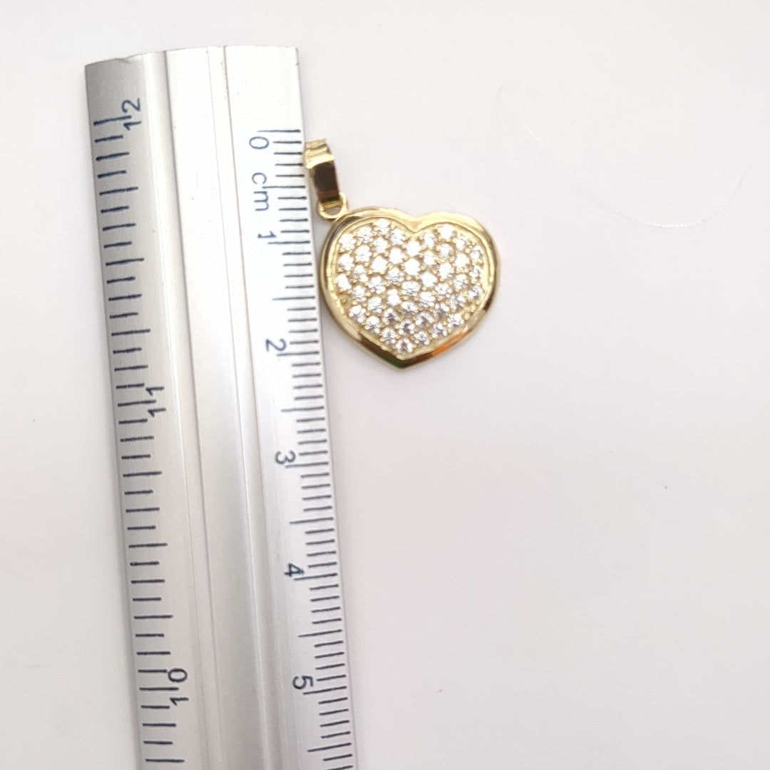 DIJE TEJIDO CORAZON CON CIRCONIAS 14K 1.8 GR (NUEVO)