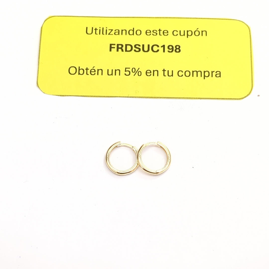 ARETES HUGGIES LISAS 14K 1.6 GR (NUEVO)