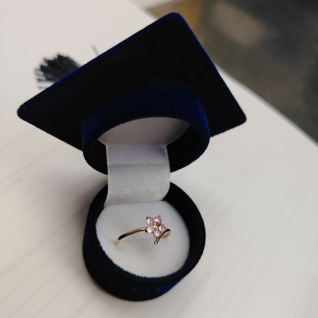 ANILLOS FIG FLOR CON PDRAS COL ROSA 14K TALLA 8 1 GR (NUEVO)