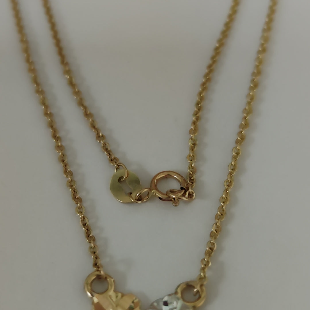 CADENA TEJIDO GARGANTILLA ESPECIAL C FLORES 14K 45 CM 2.9 GR (NUEVO)