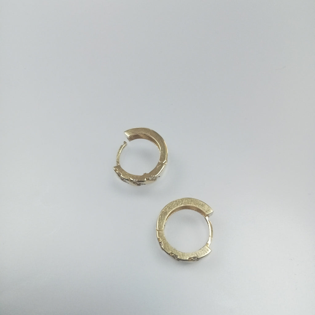 ARETES HUGGIES CON CIRCONIAS 14K 2.3 GR (NUEVO)