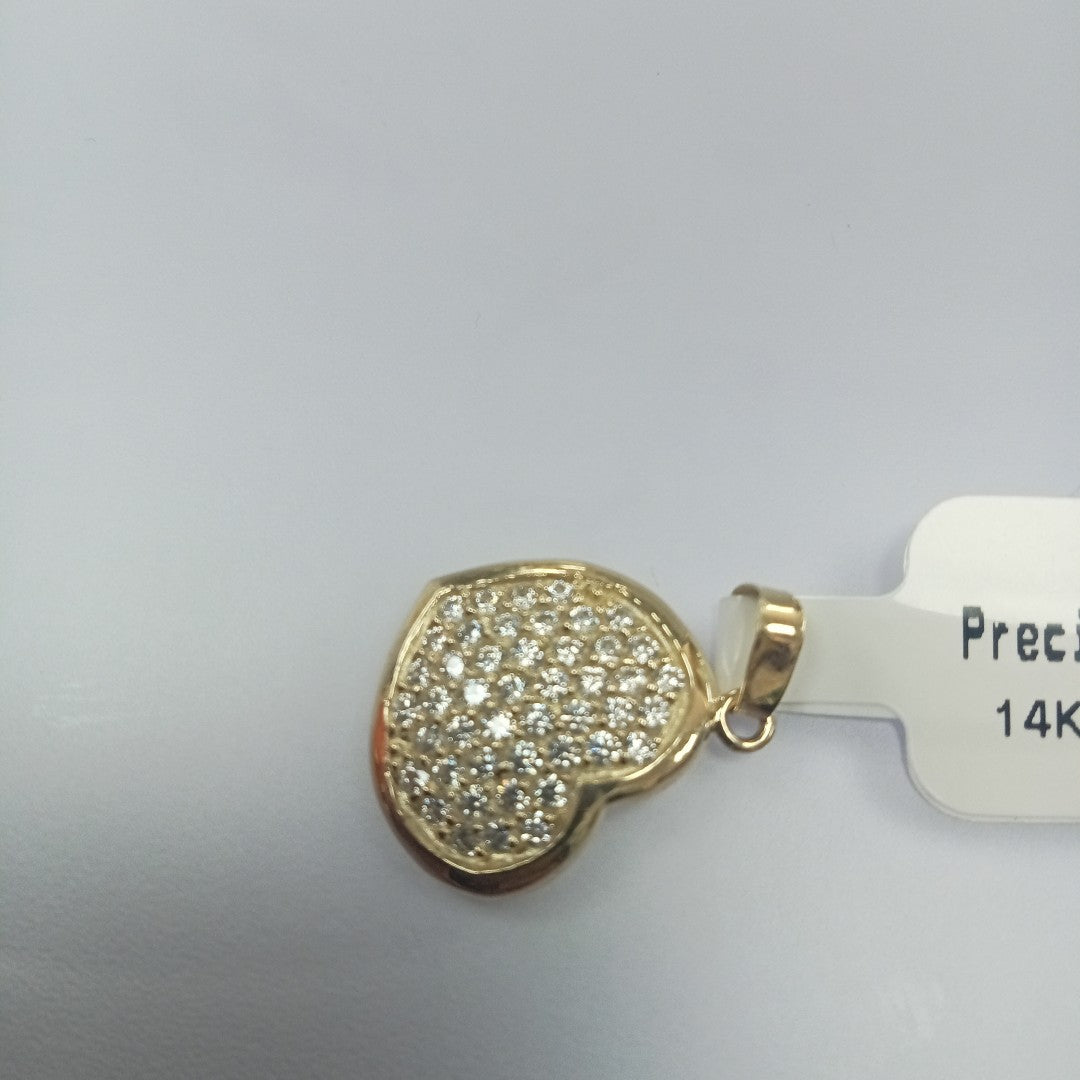 DIJE TEJIDO CORAZON CON CIRCONIAS 14K 1.8 GR (NUEVO)