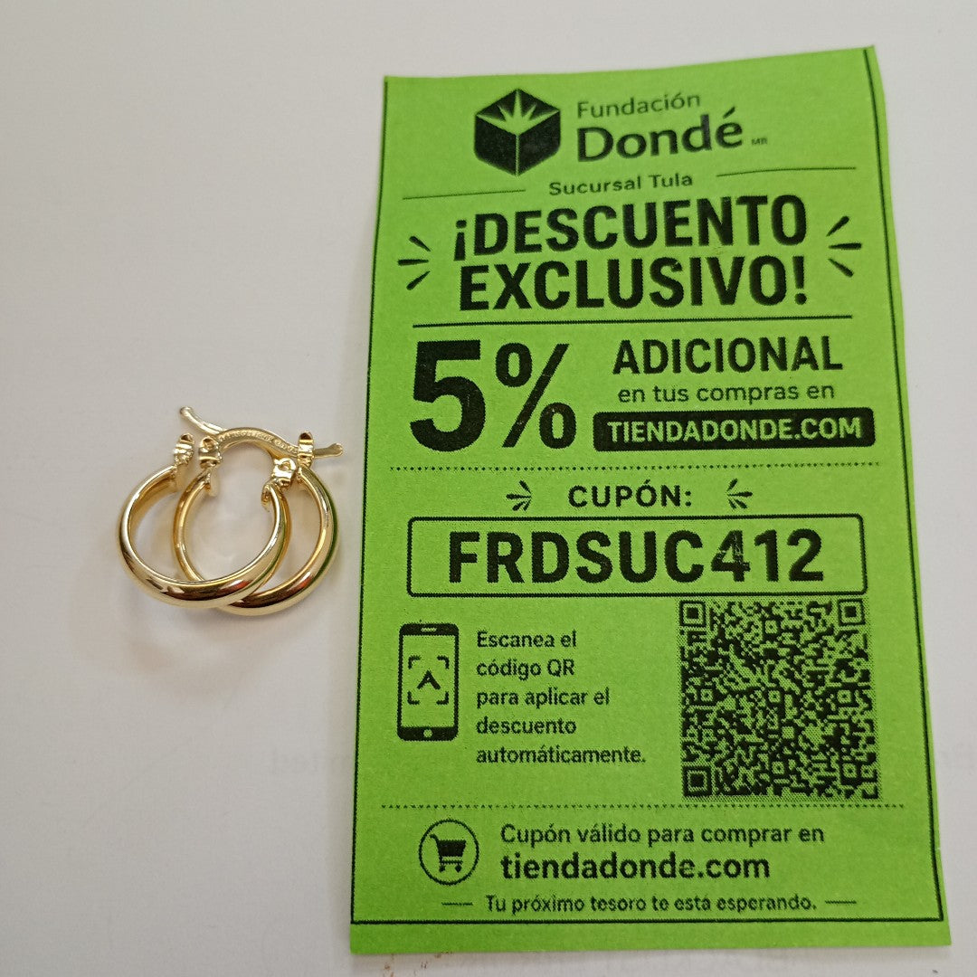 ARETES ARRACADA LISA 14K 1.7 GR (NUEVO)