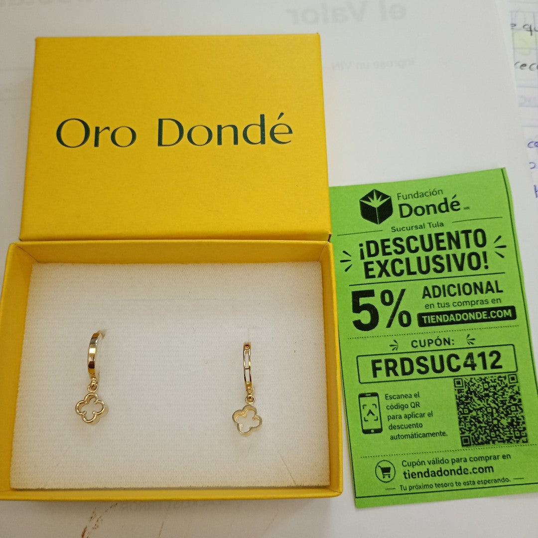 ARETES ARRACADAS CON DIJE 14K 2.4 GR (NUEVO)