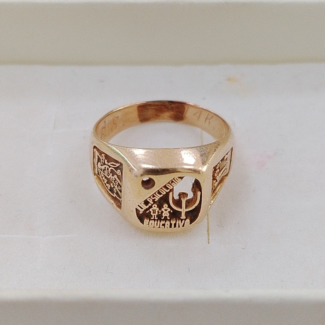 ANILLO DE GRADUACIÓN ORO 14 K 4.5 GRMS (SEMINUEVO)