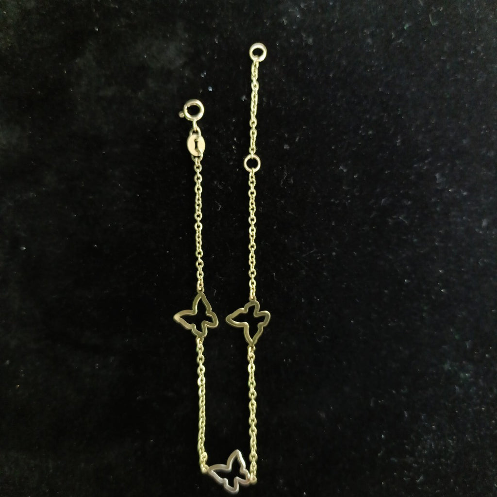 PULSERA ESPECIAL C MARIPOSAS 14K 18 CM 1.7 GR (NUEVO)