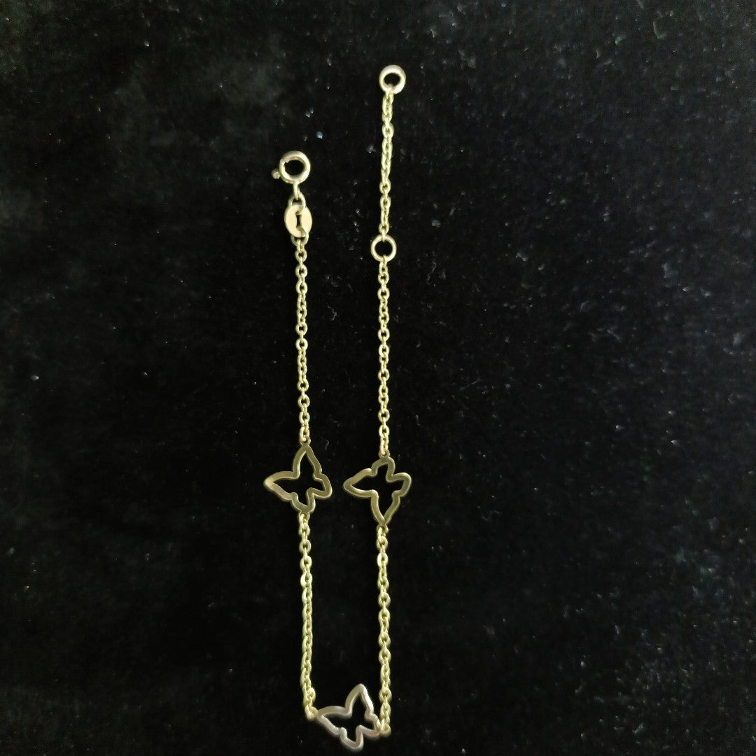 PULSERA ESPECIAL C MARIPOSAS 14K 18 CM 1.7 GR (NUEVO)