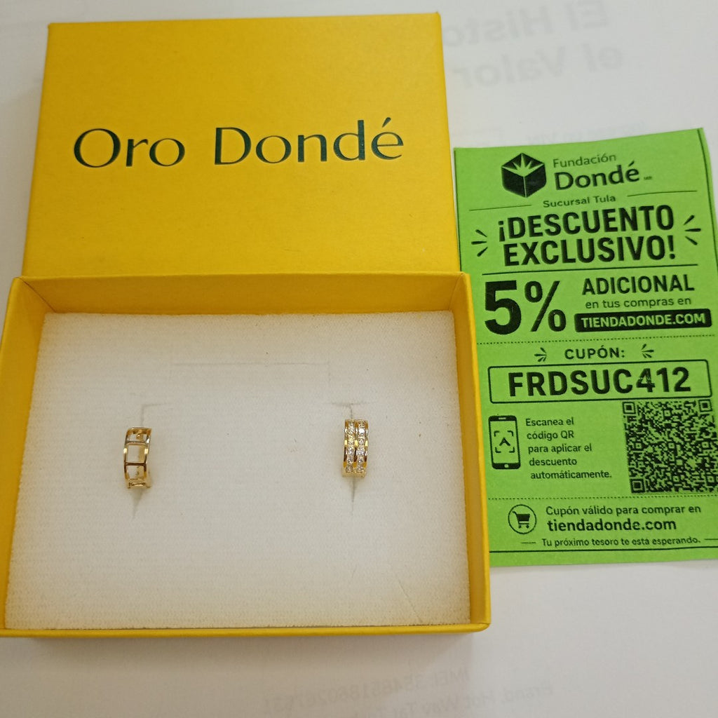 ARETES HUGGIES C CIRCONIAS 14K 1.7 GR (NUEVO)