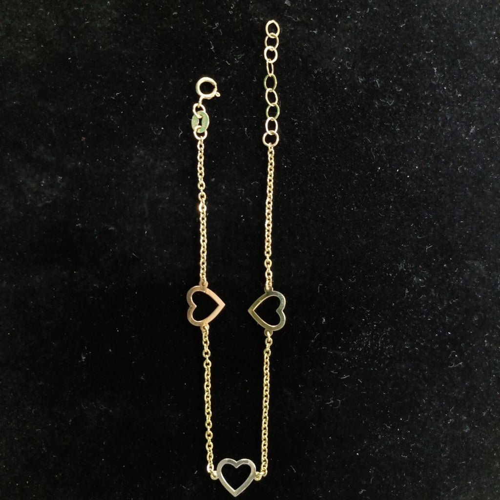 PULSERA ESPECIAL CON CORAZONES CONBINADOS 14K 18 CM 1.8 GR (NUEVO)
