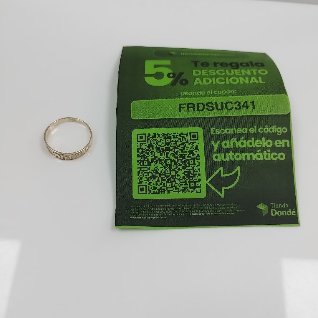 ANILLOS ARGOLLA DE LA SUERTE 10K TALLA 7 1.1 GR (NUEVO)