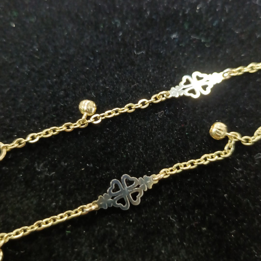 PULSERA ESPECIAL CON TREBOL 14K 18 CM 1.9 GR (NUEVO)