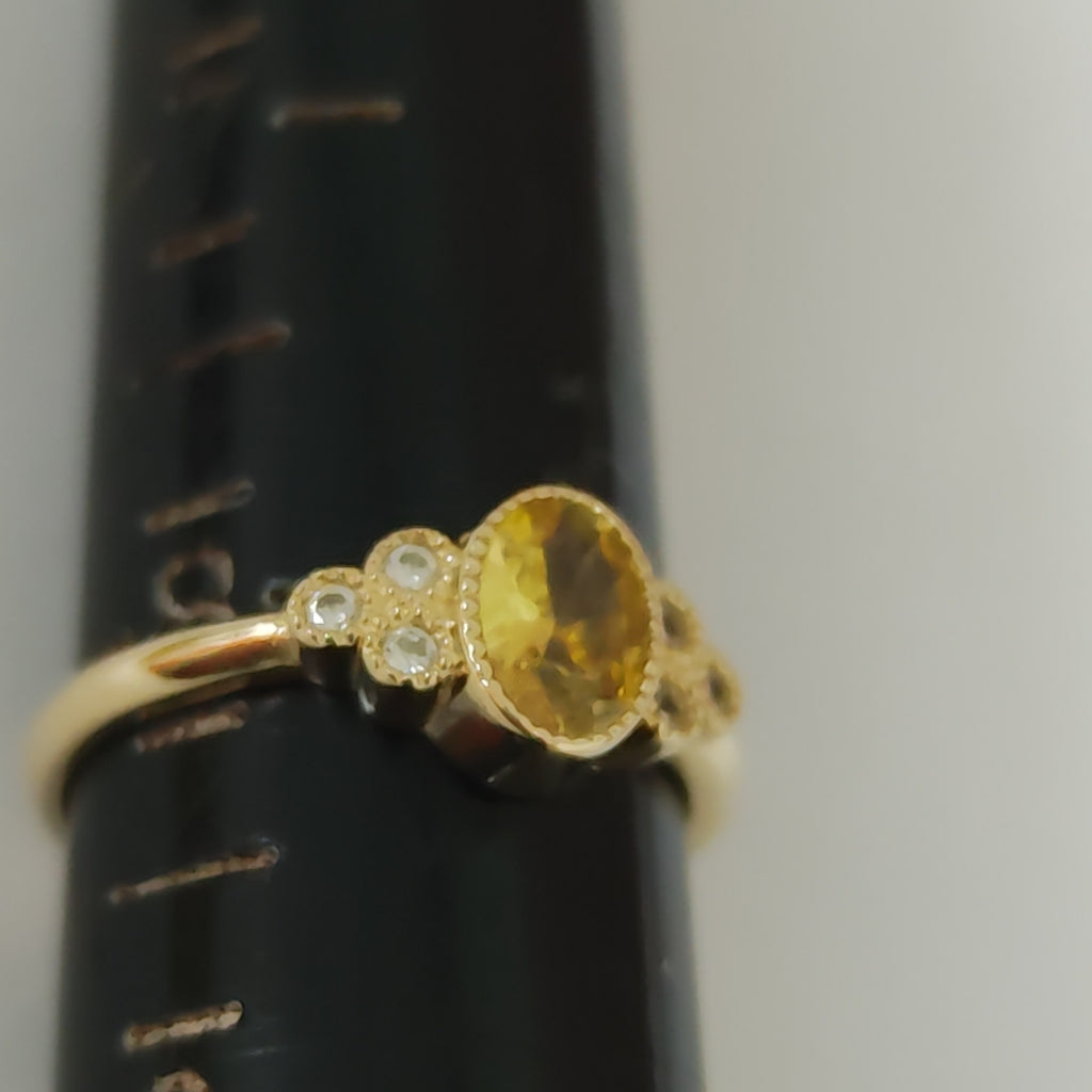 ANILLOS CON CIRCONIAS Y PIEDRA DE COLOR 14K TALLA 8 1.9 GR (NUEVO)