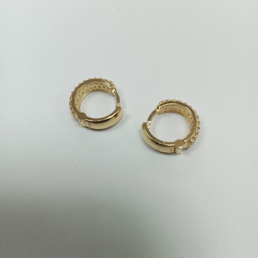 ARETES HUGGIE CON CIRCONIAS 14K 2.1 GR (NUEVO)