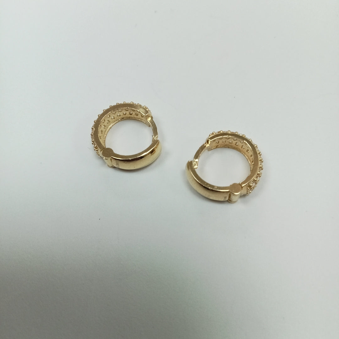 ARETES HUGGIE CON CIRCONIAS 14K 2.1 GR (NUEVO)