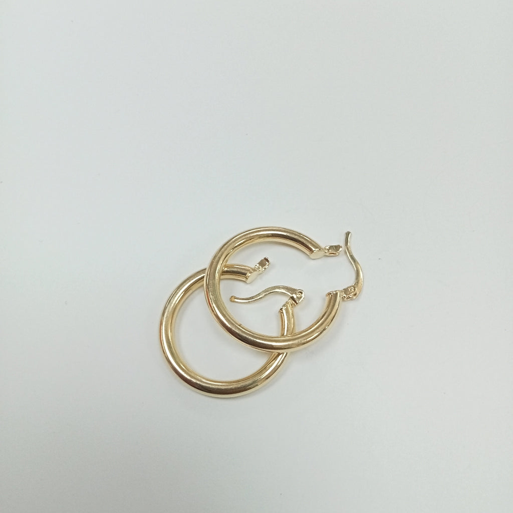 ARETES TEJIDO ARRACADAS LISAS HUECAS 14K 2.2 GR (NUEVO)