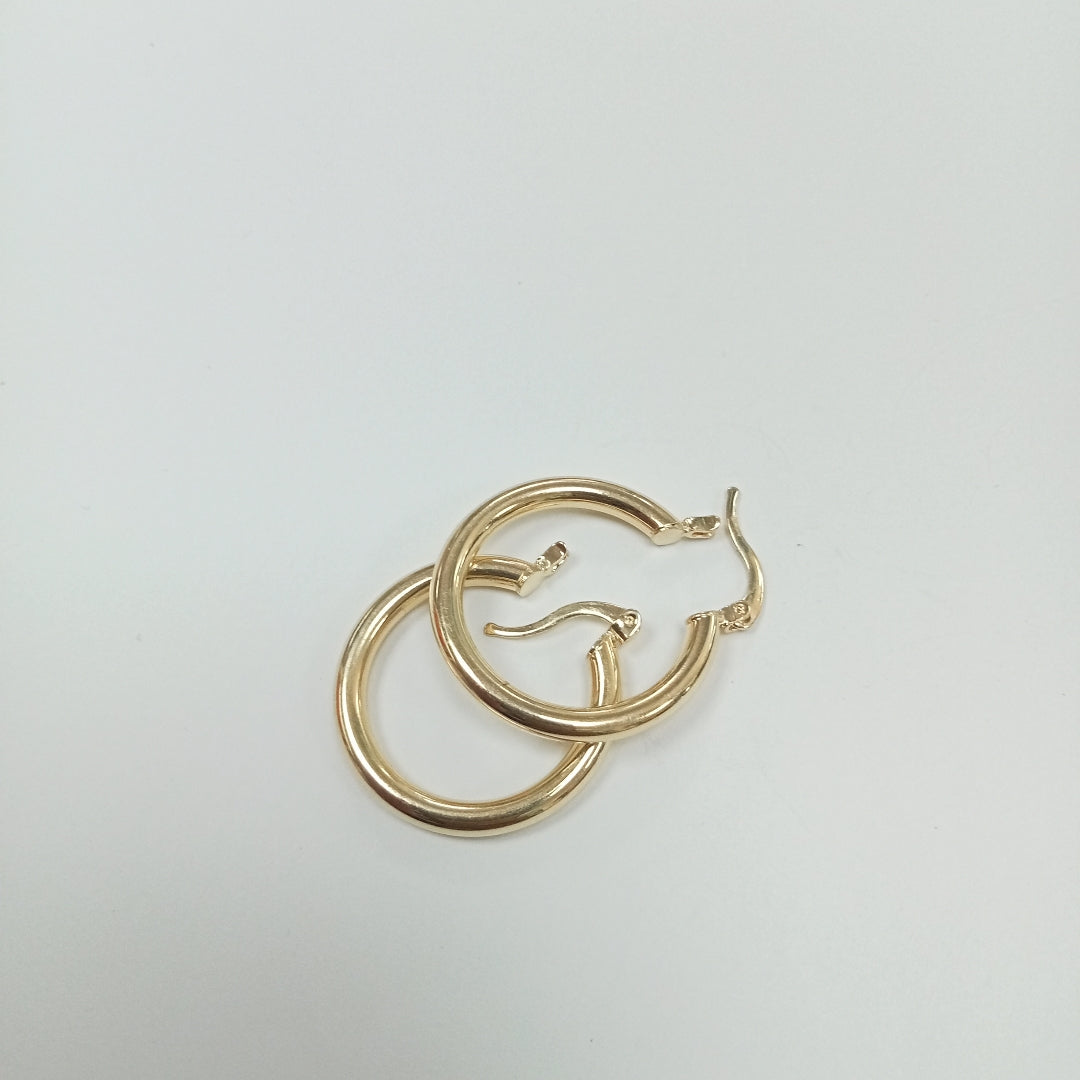 ARETES TEJIDO ARRACADAS LISAS HUECAS 14K 2.2 GR (NUEVO)
