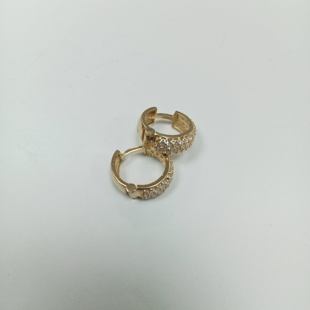 ARETES HUGGIE CON CIRCONIAS 14K 2 GR (NUEVO)