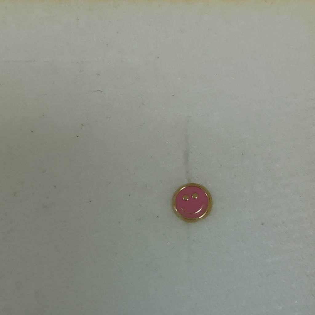 BROQUELES BROQUEL FIG SONRISA ESMALTE ROSA 14K 0.1696 GR (NUEVO)