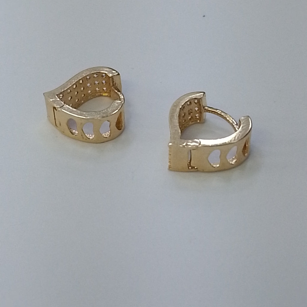 ARETES ARRACADAS CORAZON C CIRCONIAS 14K 2.2 GR (NUEVO)