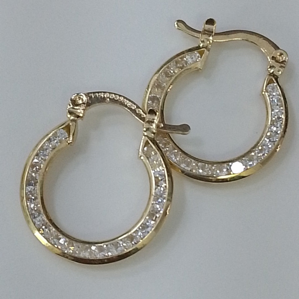 ARETES ARRACADAS CON CIRCONIAS 14K 2.3 GR (NUEVO)
