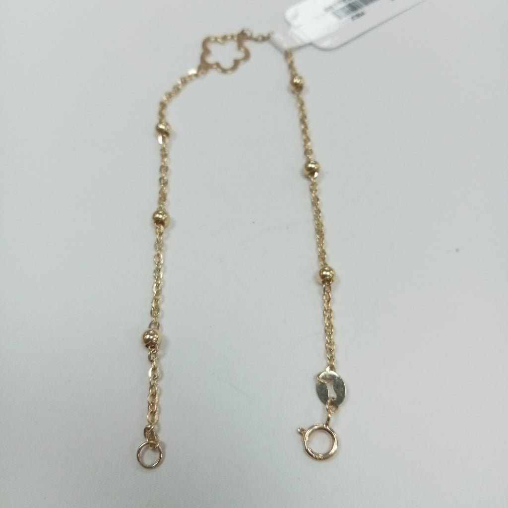 PULSERA TEJIDO ESPECIAL CON FLOR 14K 18 CM 1.6 GR (NUEVO)