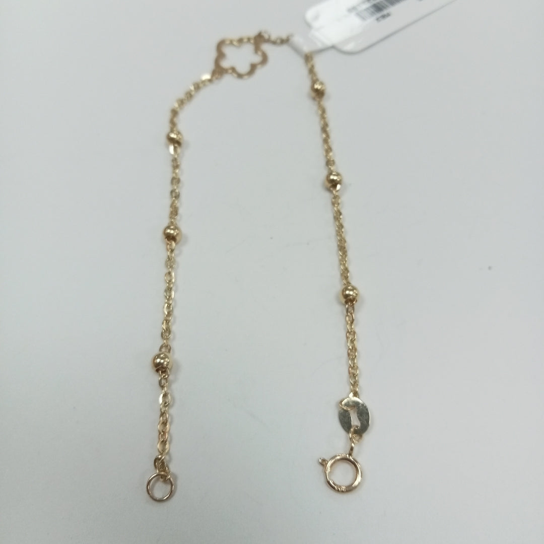 PULSERA TEJIDO ESPECIAL CON FLOR 14K 18 CM 1.6 GR (NUEVO)