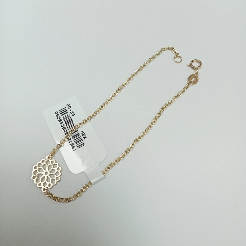 PULSERA TEJIDO ESPECIAL CON MANDALA 14K 18 CM 1.3 GR (NUEVO)