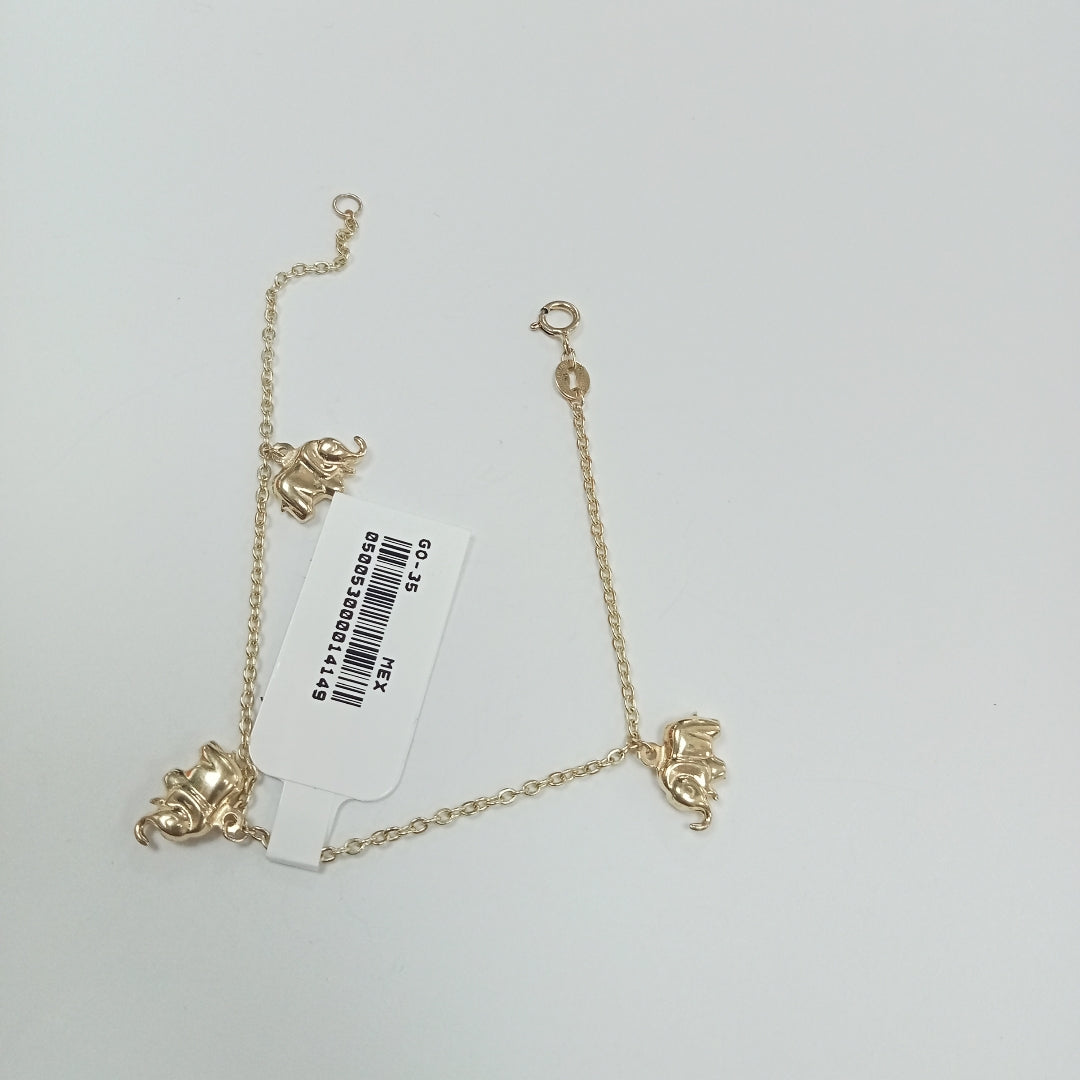 PULSERA ESPECIAL CON DIJES ELEFANTES 10K 18 CM 2.1 GR (NUEVO)