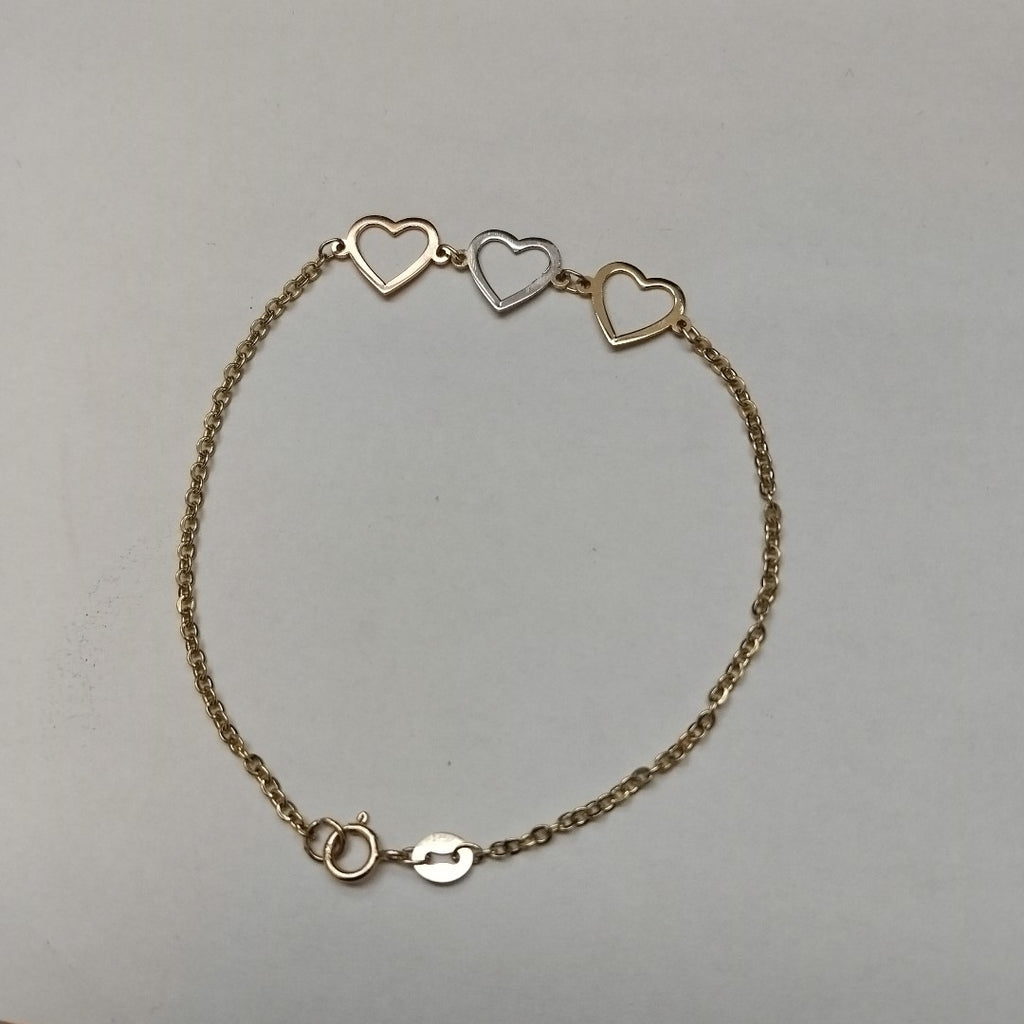 PULSERA ESPECIAL CON CORAZONES 14K 18 CM 1.4 GR (NUEVO)