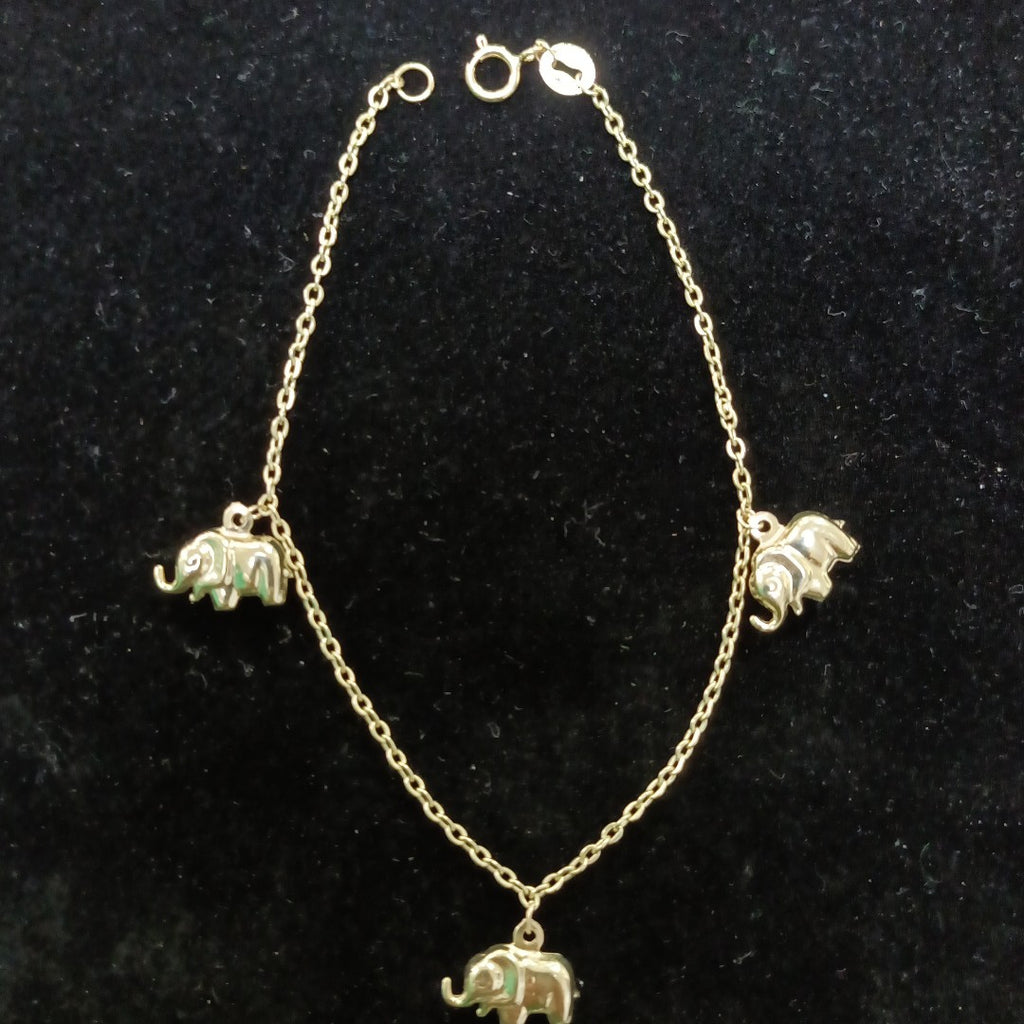 PULSERA ESPECIAL CON DIJES ELEFANTES 10K 18 CM 2.1 GR (NUEVO)
