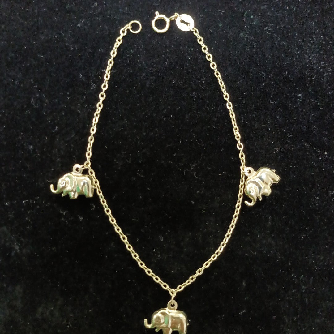PULSERA ESPECIAL CON DIJES ELEFANTES 10K 18 CM 2.1 GR (NUEVO)