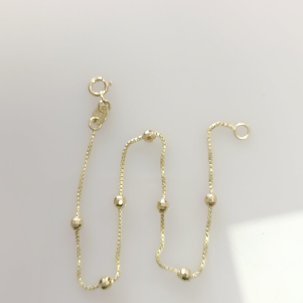 PULSERA ESPECIAL CON BOLITAS 14K 18 CM 1.4 GR (NUEVO)