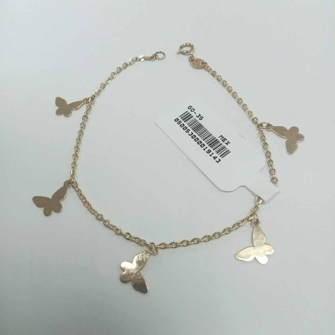 PULSERA ESPECIAL CON MARIPOSAS 14K 18 CM 2.1 GR (NUEVO)