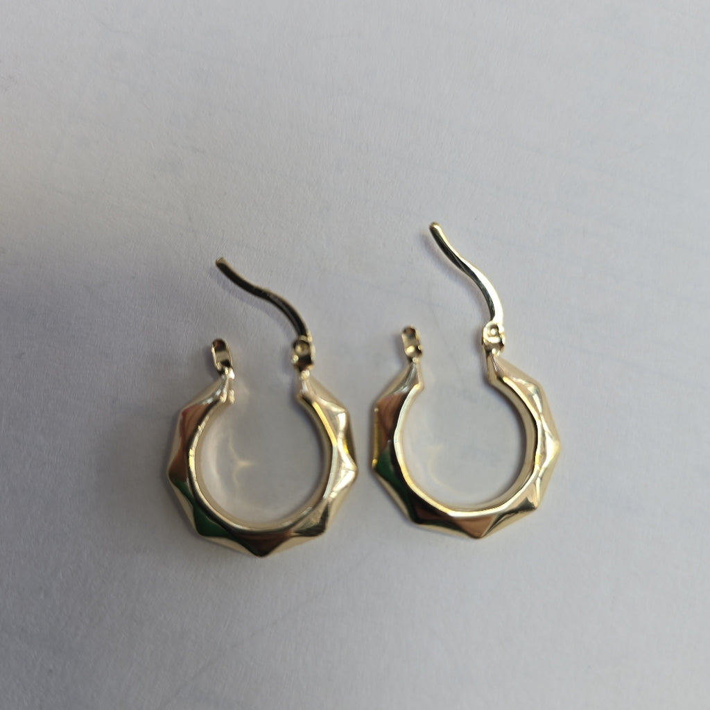 ARETES TEJIDO ARRACADAS FACETADAS 14K 1.8 GR (NUEVO)