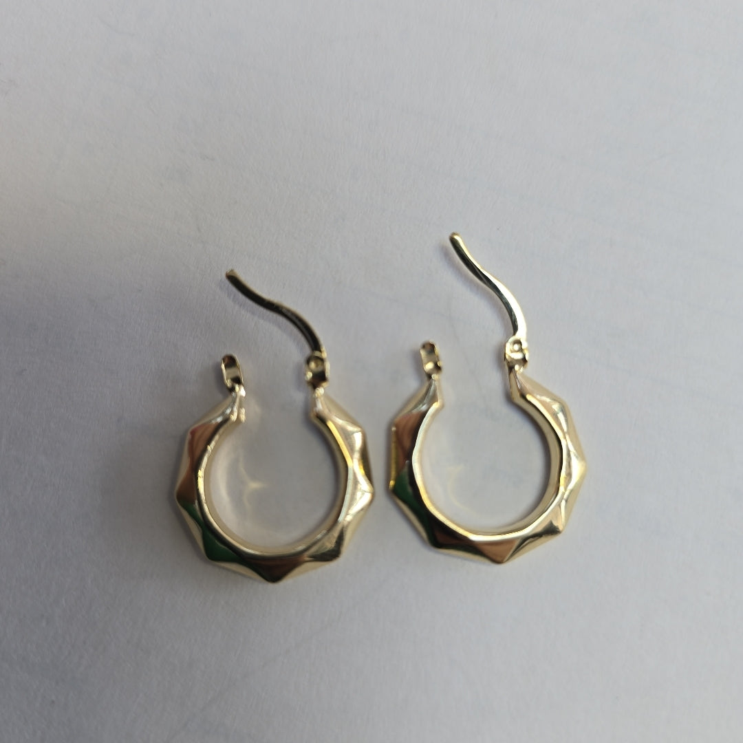 ARETES TEJIDO ARRACADAS FACETADAS 14K 1.8 GR (NUEVO)