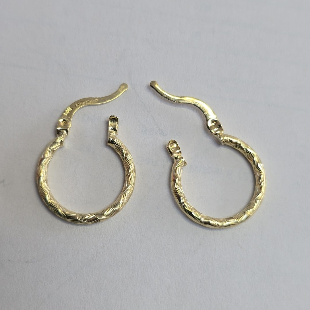 ARETES ARRACADAS TRENZADAS 14K 18 1.6 GR (NUEVO)