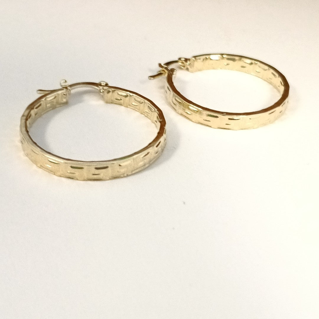 ARETES TEJIDO ARRACADA CON GRECAS 14K 2.7 GR (NUEVO)