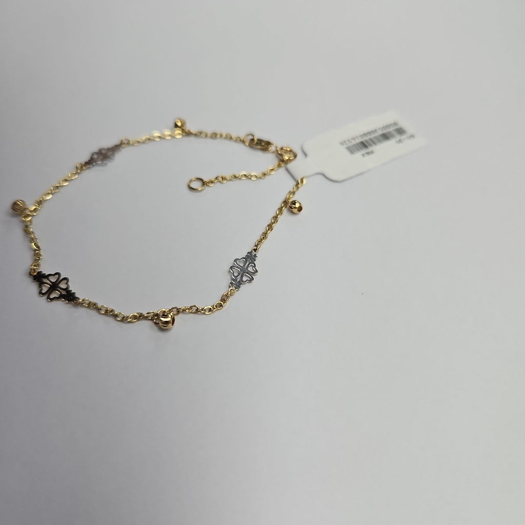PULSERA ESPECIAL CON TREBOL 14K 18 CM 1.8 GR (NUEVO)